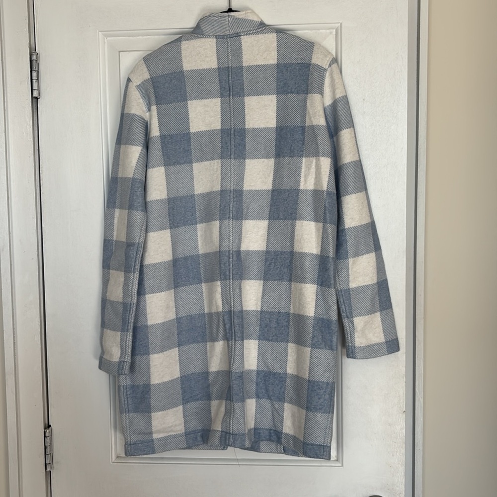 Faherty Blue Gingham Cardigan Coat - Picture 4 of 8
